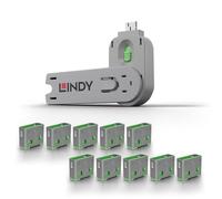 Lindy Bloqueador de puertos USB tipo A, paquete de 10 bloqueadores + llave, color verde