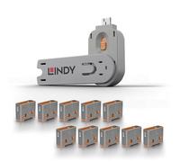 Lindy Bloqueador de puertos USB tipo A, paquete de 10 bloqueadores + llave, naranja