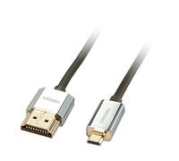 LINDY - Cable HDMI a Micro HDMI A/D CROMO de 0.5 Metros, Slimline de Alta Velocidad, 4k@60Hz a 18G 3D 1080p HDCP 2.2 HDR, Certificado ARC, CEC, ATC |Compatible con Televisor, Monitor, Tablet, Portátil