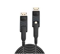 Lindy Cable Híbrido de Fibra Óptica Mini DisplayPort 1.4 con Conectores DP Desmontables, 70m - Soporta 8K@60Hz y 4K@120Hz, HDR