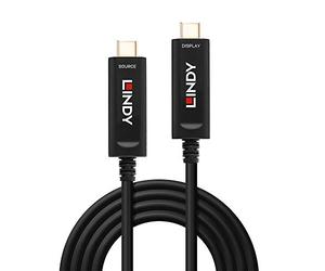 LINDY Cable híbrido de fibra óptica USB tipo C de vídeo, 15 m