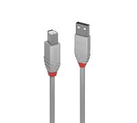 Lindy Cable USB 36683 – USB 2.0, 2 m, USB A a USB B, Gris