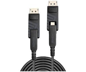 LINDY Cable Mini DisplayPort 1.4 híbrido Fibra óptica con Conectores DP Desmontables, 10 m