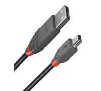 Lindy - 36721 cable USB USB 2.0 0,5 m USB A Mini-USB B Negro, Gris