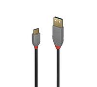 LINDY - Cable USB 2.0 Tipo A a C Anthra Line, 1m, Negro, Gris