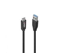 LINDY Cable USB 3.2 tipo A a C, 0,5 m, transferencia de datos de 10 Gbps, carcasa TPE, contactos chapados en oro, certificado GRS, negro