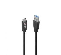 LINDY Cable USB 3.2 tipo A a C, 0,5 m, transferencia de datos de 10 Gbps, carcasa TPE, contactos chapados en oro, certificado GRS, negro