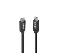 Lindy Cable USB 3.2 tipo C, 0,5 m, transferencia de datos de 20 Gbps, suministro de energía de 100 W, carcasa TPE, doble blindaje, material reciclado certificado GRS, negro