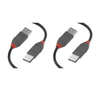 LINDY - Cable USB a USB 2.0 A/A, Anthra Line 0.2 Metros, Transferencia de Datos a 480 Mbps | Compatible con Televisor, Monitor, Tablet, Portátil | 10 Años de Garantía (Paquete de 2)