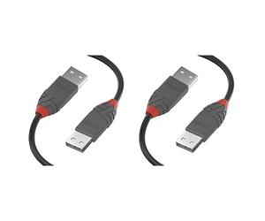 LINDY - Cable USB a USB 2.0 A/A, Anthra Line 0.2 Metros, Transferencia de Datos a 480 Mbps | Compatible con Televisor, Monitor, Tablet, Portátil | 10 Años de Garantía (Paquete de 2)