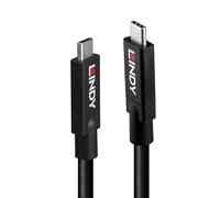 LINDY Cable USB-C a USB-C activo USB 3.2 Gen 2 de 8 m, transferencia de datos de 10 Gbps, DisplayPort 1.4, entrega de energía de 100 W, color negro