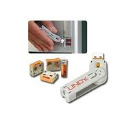 Lindy - Candado USB con Llave, 4 Piezas, Color Naranja