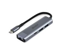 Lindy Concentrador USB 43422 Tipo C 3.2 Gen 2 10000 Mbit/s Gigabit Ethernet Gris