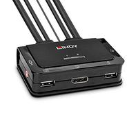 LINDY - Conmutador KVM (2 Puertos DisplayPort 1.2, USB Tipo C, USB 2.0 y Cable de Audio