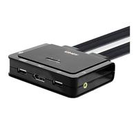 Lindy Conmutador KVM (2 Puertos DisplayPort 1.2, USB Tipo C, USB 2.0 y Cable de Audio)