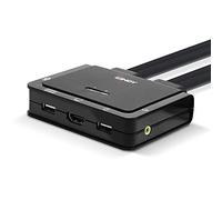 LINDY Conmutador KVM de 2 puertos HDMI 18G, USB tipo C, USB 2.0 y cable de audio