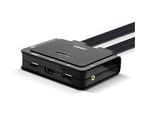 Lindy Conmutador KVM de 2 Puertos HDMI 2.0, USB 2.0 y Cable de Audio