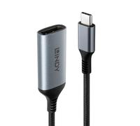 Lindy Convertidor USB-C a DisplayPort 1.4, 8K 60Hz / 4K 144Hz, compatible con HDR, compatible con MacBook, Thunderbolt 3 y 4, adaptador de video de alta velocidad para juegos y edición de video, negro
