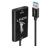 LINDY Dispositivo de Captura de Video, HDMI a USB 3.0, 1920 x 1080p 60 FPS, transmisión en Vivo y grabación a través de DSLR, videocámara, cámara de acción, para Uso con Equipos, Zoom, Skype y