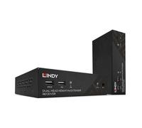 Lindy Extensor KVM HDBaseT 2.0 Dual Head para HDMI, USB y RS-232 - 100m sobre Cat.6 - Soporta 1920x1080p@60Hz y Audio