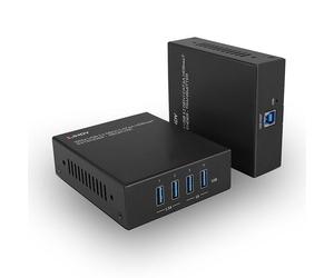 Lindy - Extensor USB HDBaseT 4 Puertos USB 3.2 Gen 1 de 100 m con Cable Cat.6A, Poder a Través del Cable, RS232/FSYNC