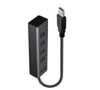 LINDY Hub USB 3.0 4 puertos Aluminio Gris