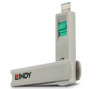 LINDY Kit de bloqueo de puerto USB tipo C con llave y 4 candados, verde