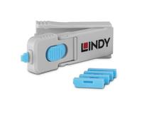 Lindy UK DP - Llave bloqueadora de Puertos con 4 bloqueadores, Color Azul