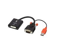 Lindy 38184 adaptador de cable de vídeo 0,2 m DVI-D VGA (D-Sub) + USB Negro, Naranja