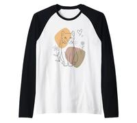 Line Art American Curl Minimalist Camiseta Manga Raglan