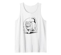 Line Art American Curl Minimalist Camiseta sin Mangas