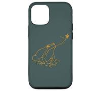 Line Art Cottagecore Goblincore Frog atrapa libélula Carcasa para iPhone 12/12 Pro