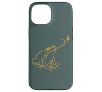Line Art Cottagecore Goblincore Frog atrapa libélula Carcasa para iPhone 15