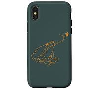 Line Art Cottagecore Goblincore Frog atrapa libélula Carcasa para iPhone X/XS