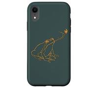 Line Art Cottagecore Goblincore Frog atrapa libélula Carcasa para iPhone XR