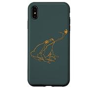 Line Art Cottagecore Goblincore Frog atrapa libélula Carcasa para iPhone XS Max