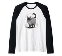 Line Art Havana Brown Cat Minimalist Camiseta Manga Raglan