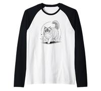 Line Art Himalayan Cat Minimalist Camiseta Manga Raglan
