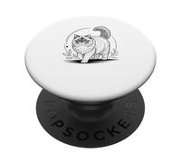 Line Art Himalayan Cat Minimalist PopSockets PopGrip Adhesivo