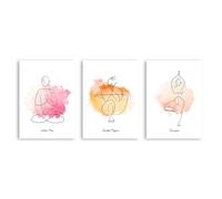 Line Art - Lienzo decorativo minimalista moderno para pared, decoración de spa, spa, zen, relajación espiritual, meditación, símbolo de yoga (SKU10, 3 piezas, 50 x 70 cm, sin marco)