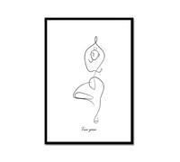 Line Art - Lienzo decorativo minimalista moderno para pared, decoración de spa, spa, zen, relajación espiritual, meditación, símbolo de yoga (SKU8, 30 x 45 cm, marco de metal negro)