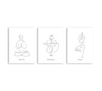 Line Art - Lienzo decorativo minimalista moderno para pared, decoración de spa, spa, zen, relajación espiritual, meditación, símbolo de yoga (SKU11, 3 piezas, 16 x 20 pulgadas, sin marco)