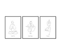 Line Art - Lienzo decorativo minimalista moderno y minimalista para pared, decoración de spa, spa, zen, relajación espiritual, meditación, póster de yoga (SKU11, 3 piezas, 8 x 12 pulgadas, marco de