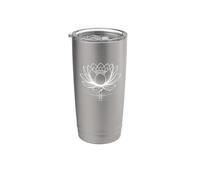 Line Art Lotus Flower Gardening Vaso térmico de acero inoxidable de doble pared