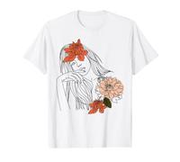 Line Art Mujeres Cara Abstracto Minimalista Salón Artistas Chica Camiseta gráfica económica