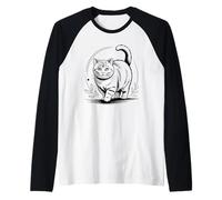 Line Art Munchkin Cat Minimalist Sausage Cat Camiseta Manga Raglan