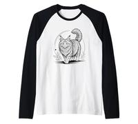 Line Art Norwegian Forest Cat Minimalist Wegies Camiseta Manga Raglan