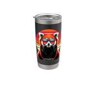 Line Art Red Pandas Zoo Bear Red Panda Lover Vaso térmico de acero inoxidable de doble pared