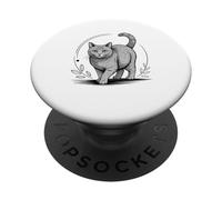 Line Art Russian Blue Cat Minimalist Russian Blues Maltese PopSockets PopGrip Adhesivo