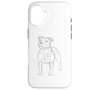 Line Art Staffordshire Bull Terrier Staffy Terriers Carcasa para iPhone 16